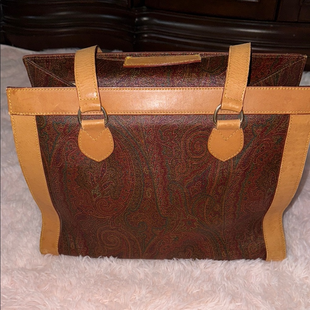 Etro Milano Tote Bag with Tan Accents